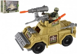 katonai készlet páncélozott autóval katonával és kiegészítőkkel, műanyag, szabadonfutó