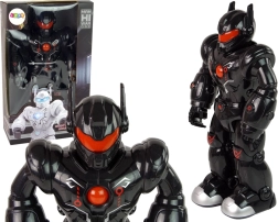 Interaktív fekete robot fényekkel és hangokkal