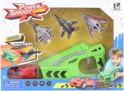 Kilövő szerkezet kisautóval és repülőkkel gyerekeknek