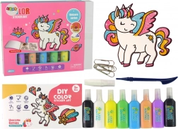 unicorn DIY 8 színű üvegmatrica készlet csillogással