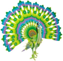Színes fa 3D puzzle Páva
