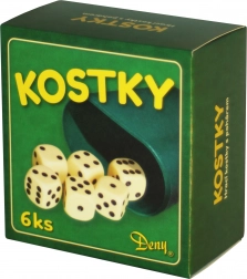 Fehér dobókockák 6 db pohárral dobozban