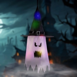 Halloween-i függő LED-dekoráció, rózsaszín szellem