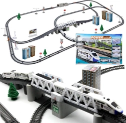 Elektromos személyszállító vonat hosszú sínekkel