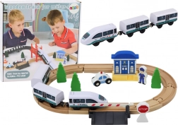 Fából készült vonatpálya híddal és rendőrőrsével, 3,2 m