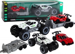 Terepjáró autó utánfutóval és sportautóval szett