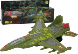 Katonai vadászgép fényekkel és hangokkal – zöld