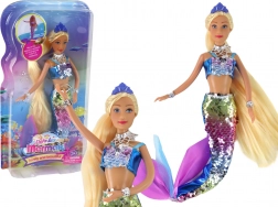 Sellő baba hosszú szőke hajjal és pikkelyes farokkal