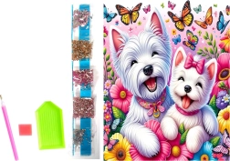 Gyémántfestő vászon Vidám kutyusok 23 × 30 cm