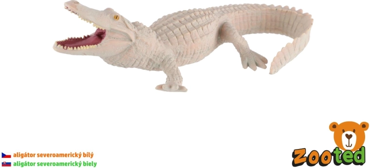 Fehér észak-amerikai aligátorfigura, 15 cm