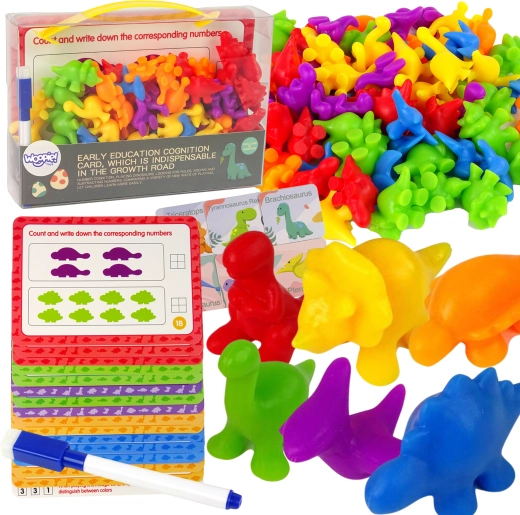 WOOPIE Edukációs Készlet Számolás Tanulás Montessori Dino Készlet 95 db