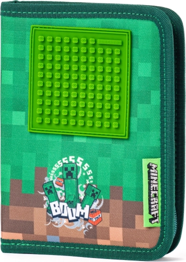 Pixie Crew & Minecraft egyszintes iskolai tolltartó pixeles panellel