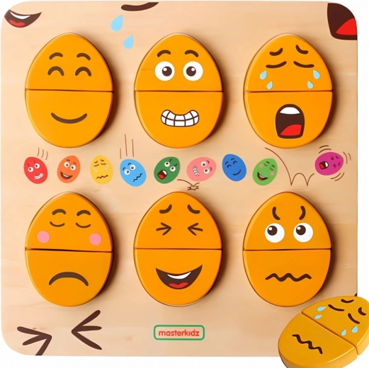 MASTERKIDZ érzelem-tanuló fa tábla – montessori tojások