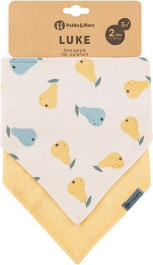 Petite&Mars Luke bandana nyálkendők, 2 db – Beige pears és intense ochre