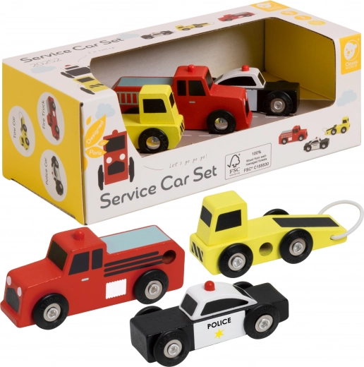 Classic World fa autók Rendőrség Tűzoltók Autómentő készlet 3 db