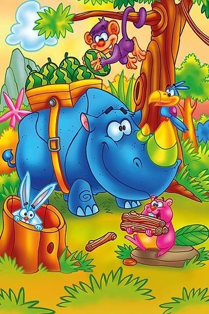 Fa puzzle Dolgozó orrszarvú 16 darab