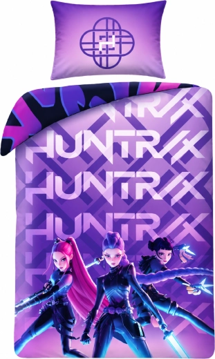 K-Pop Demon Hunters Huntrix és Saja Boys lila, kétoldalas ágyneműhuzat