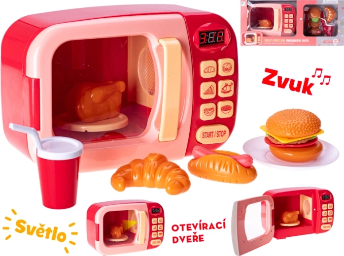 Gyerek mikrohullámú sütő elemmel – piros