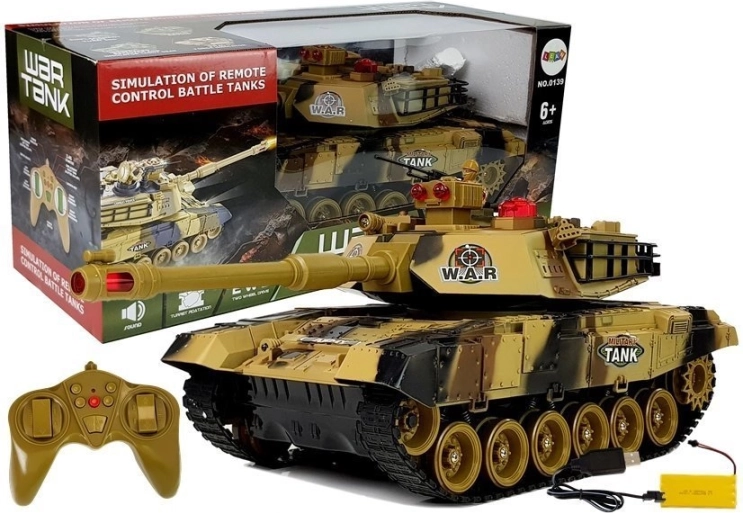 Nagy RC tank 2,4 GHz fénnyel és hangokkal, sárga