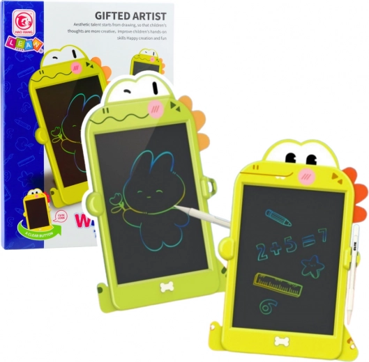 LCD rajz- és író tábla dinoszauruszokkal zöld