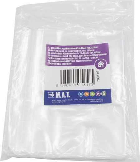LDPE gyorszáras tasakok 20 × 30 cm, 25 db/csomag