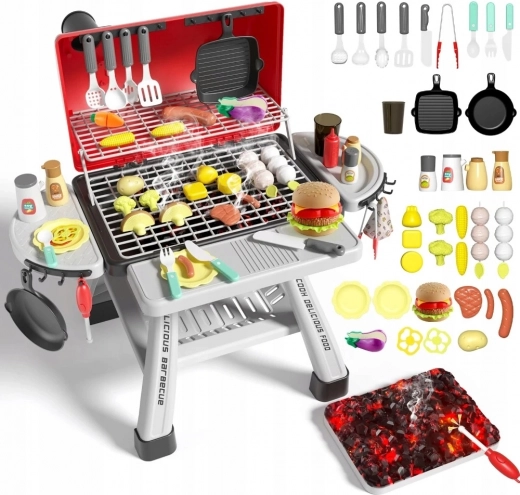 gyerek kerti grill WOOPIE gőzzel és LED-del, XL készlet 41 db