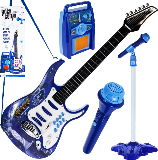 Elektromos gitár teljesítményerősítővel – kék