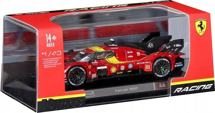 Bburago Ferrari 499P versenyautó modell 1:43 piros