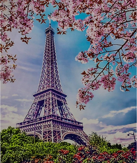 Norimpex számfestő készlet Eiffel-toronnyal virágos háttér előtt, 40 × 50 cm