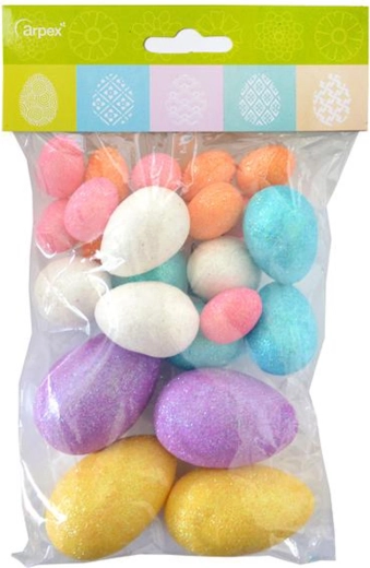 Brokát dekoratív tojások – 24 db-os szett, vegyes méretek