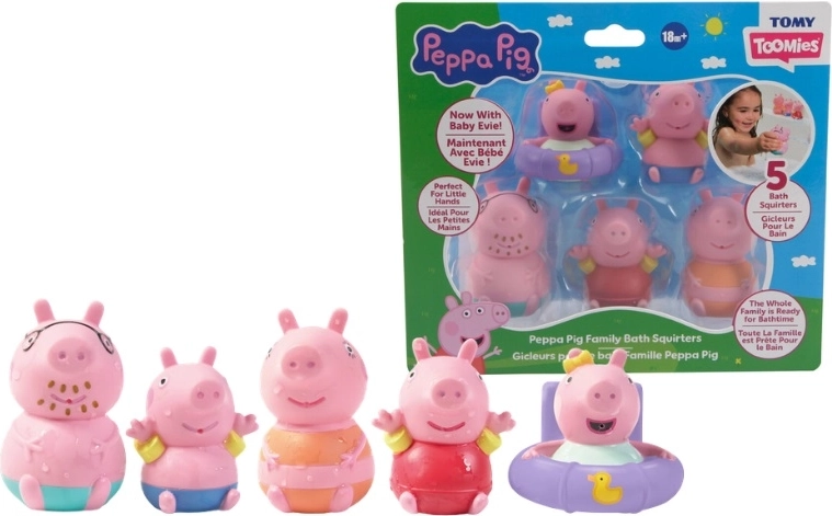 TOMY Peppa Pig spriccelős fürdőjátékok, 5 db