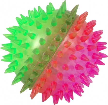 Átlátszó tüskés labda 8,5 cm, kétszínű fénnyel