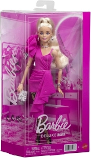 Barbie Deluxe Style divatbaba rózsaszín, fodros ruhában