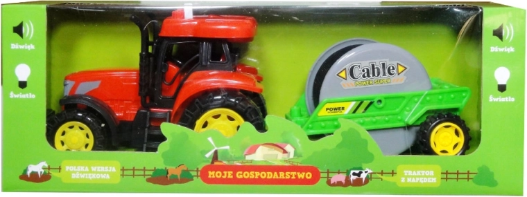 Traktor pótkocsival és lengyel hangmodullal – Moje Gospodarstwo