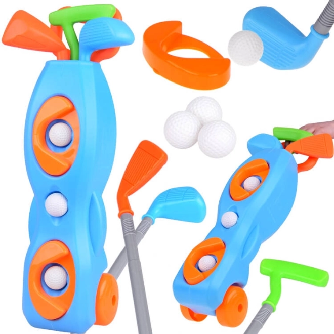 Gyerek minigolf gurulós állvánnyal és tartozékokkal