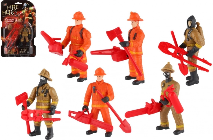 10 cm-es műanyag tűzoltó figura kiegészítőkkel