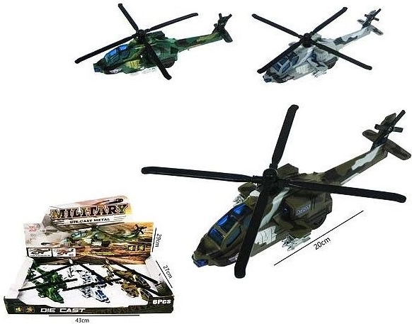 Katonai helikopter 20 cm-es, fénnyel és hanggal