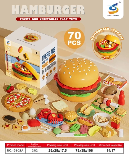 Gyorséttermi gyermekszett hamburgerben 70 kiegészítővel