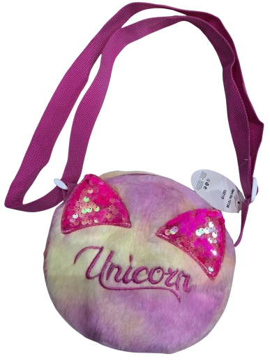 Kerek gyerek kézitáska Unicorn flitteres fülekkel