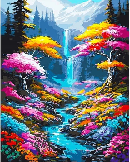 Gyémántfestés Vízesés és folyó az erdőben 30 × 40 cm NORIMPEX