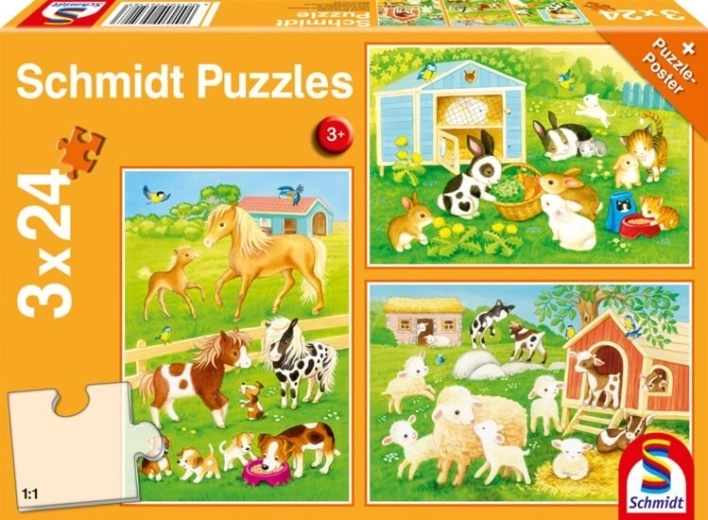 SCHMIDT puzzle Barátok a farmról, 3×24 darab