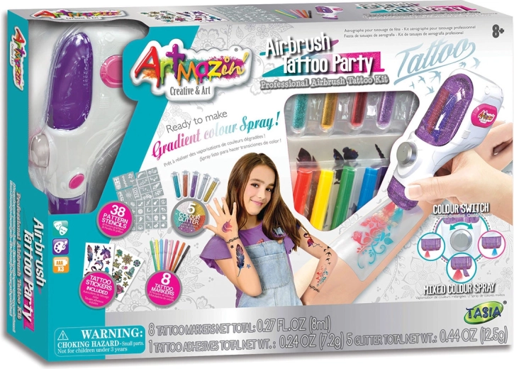 Tasia airbrush tetováló stúdió kiegészítőkkel és 38 sablonnal