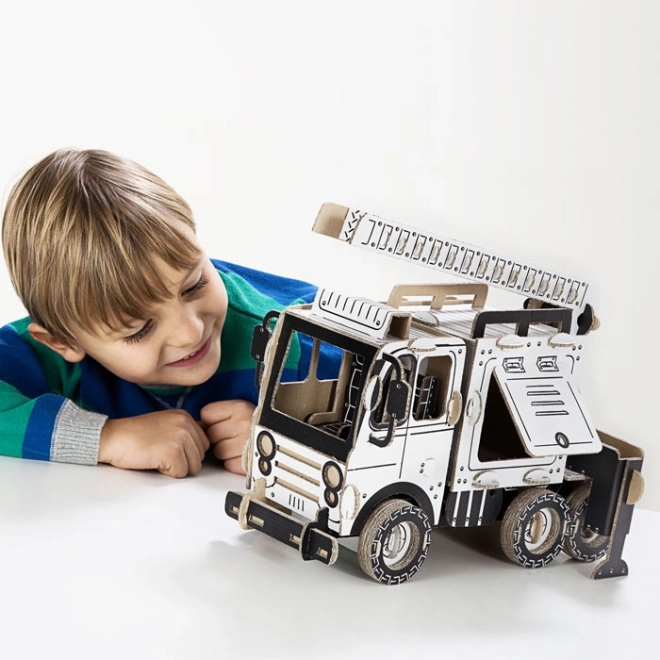 Kartonalapú 3D kirakó Tűzoltóautó tartály