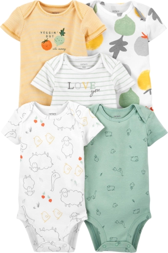 Carter's ujjatlan bababody Veggies semleges, 5 db, 46-os méret