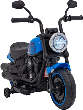 Gyermek elektromos Chopper Faster motor FM rádióval, audiopanellel és LED-del – Kék
