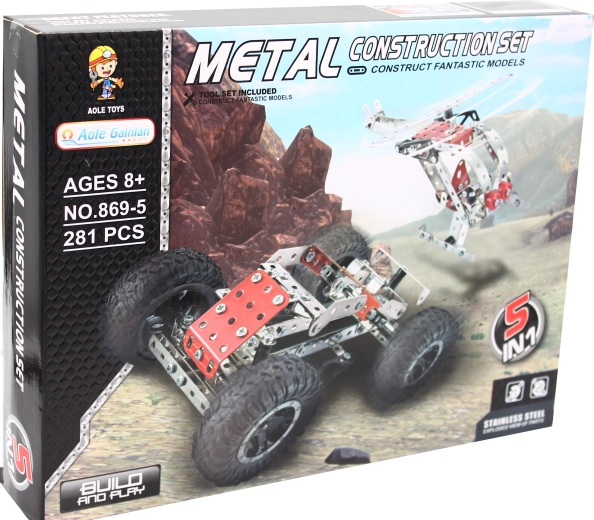 Fém építőkészlet 5 az 1-ben, 281 darab