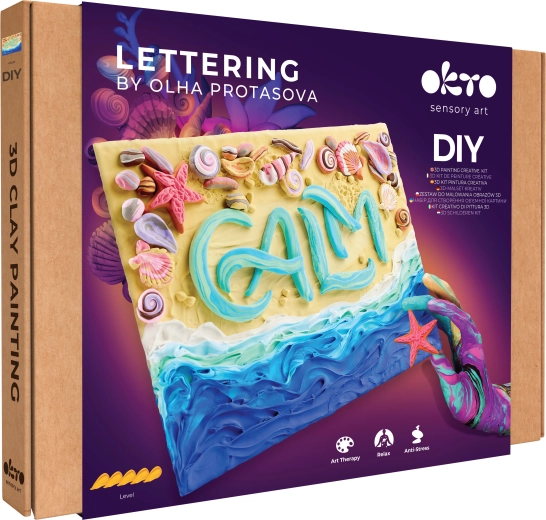 Okto lettering művészeti készlet air clay masszával – Calm 30 × 40 cm