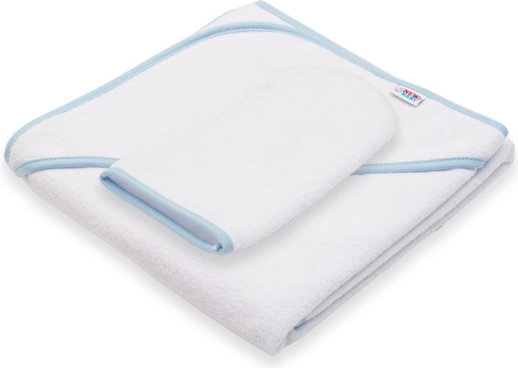 NEW BABY Basic frottír kapucnis gyerek törölköző 80 × 80 cm fehér-kék