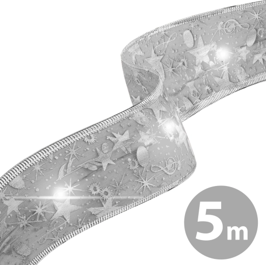 Karácsonyi ezüst LED-szalag 5 m USB-csatlakozóval