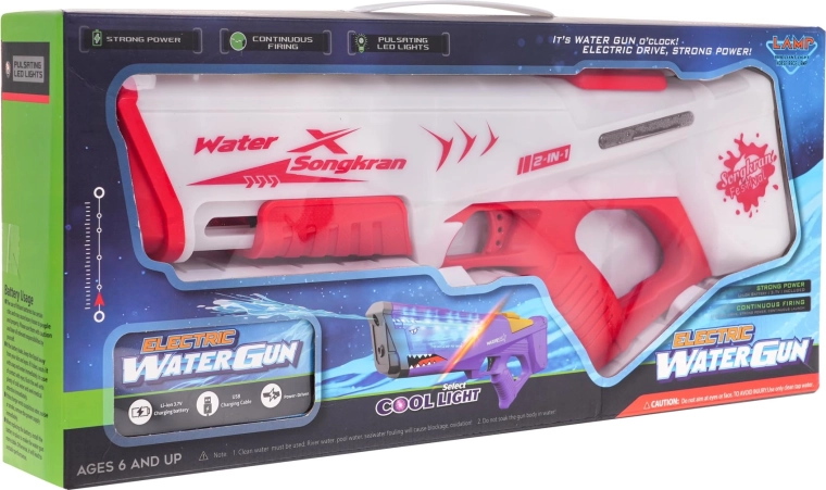 Elektromos vízipisztoly fénnyel 2 az 1-ben – Piros